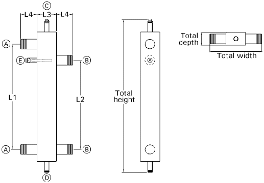 Low-Loss Header Front and Side Views